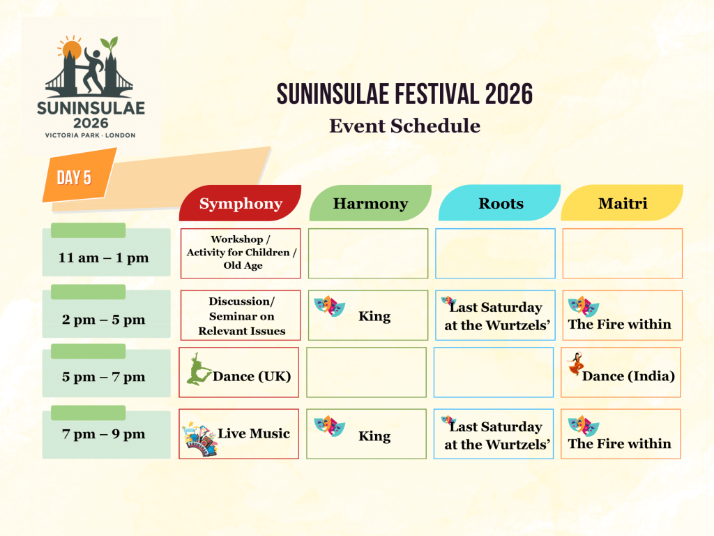 Suninsulae festival schedule day 5 london